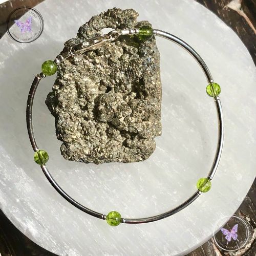 Peridot & Silver Bangle Bracelet